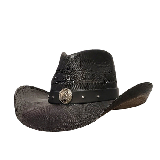 Air Force Heroes black straw cowboy hat – stylish Western hat for rodeo, country concerts, and ranchers