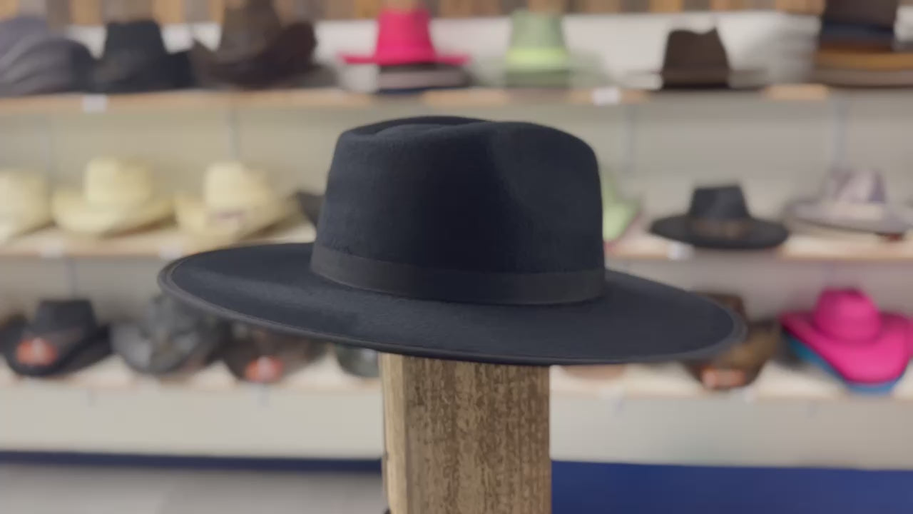 Black Flat Brim cowboy hat – Cotton Rancher Series hat, inspired by classic Western style for modern cowboys and cowgirls