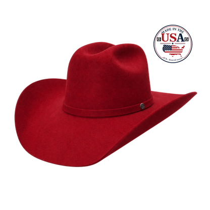 American Red wool felt cowboy hat, made in USA