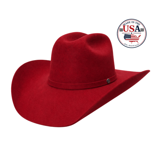 American Red wool felt cowboy hat, made in USA