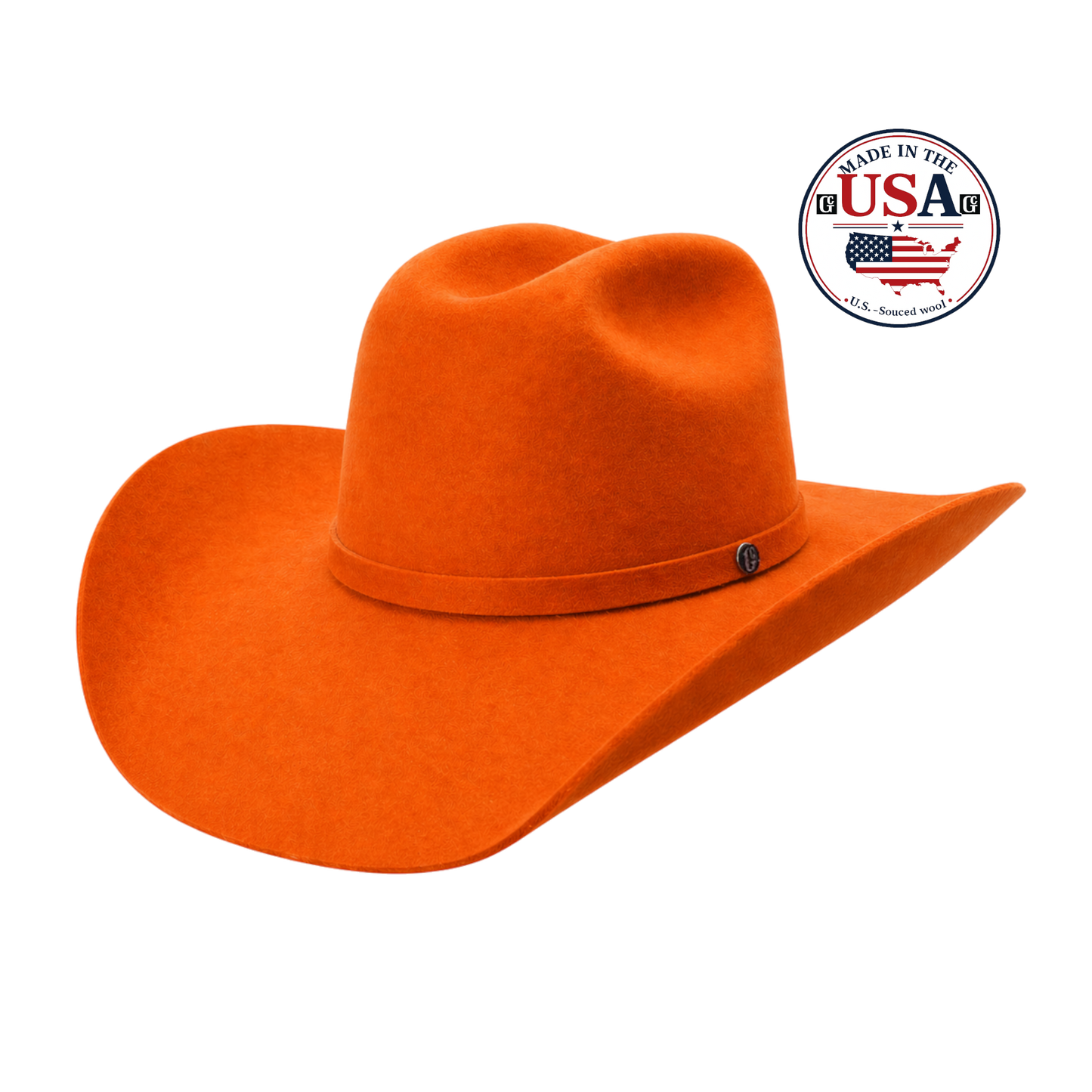 American Orange wool felt cowboy hat, made in USA