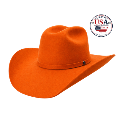 American Orange wool felt cowboy hat, made in USA
