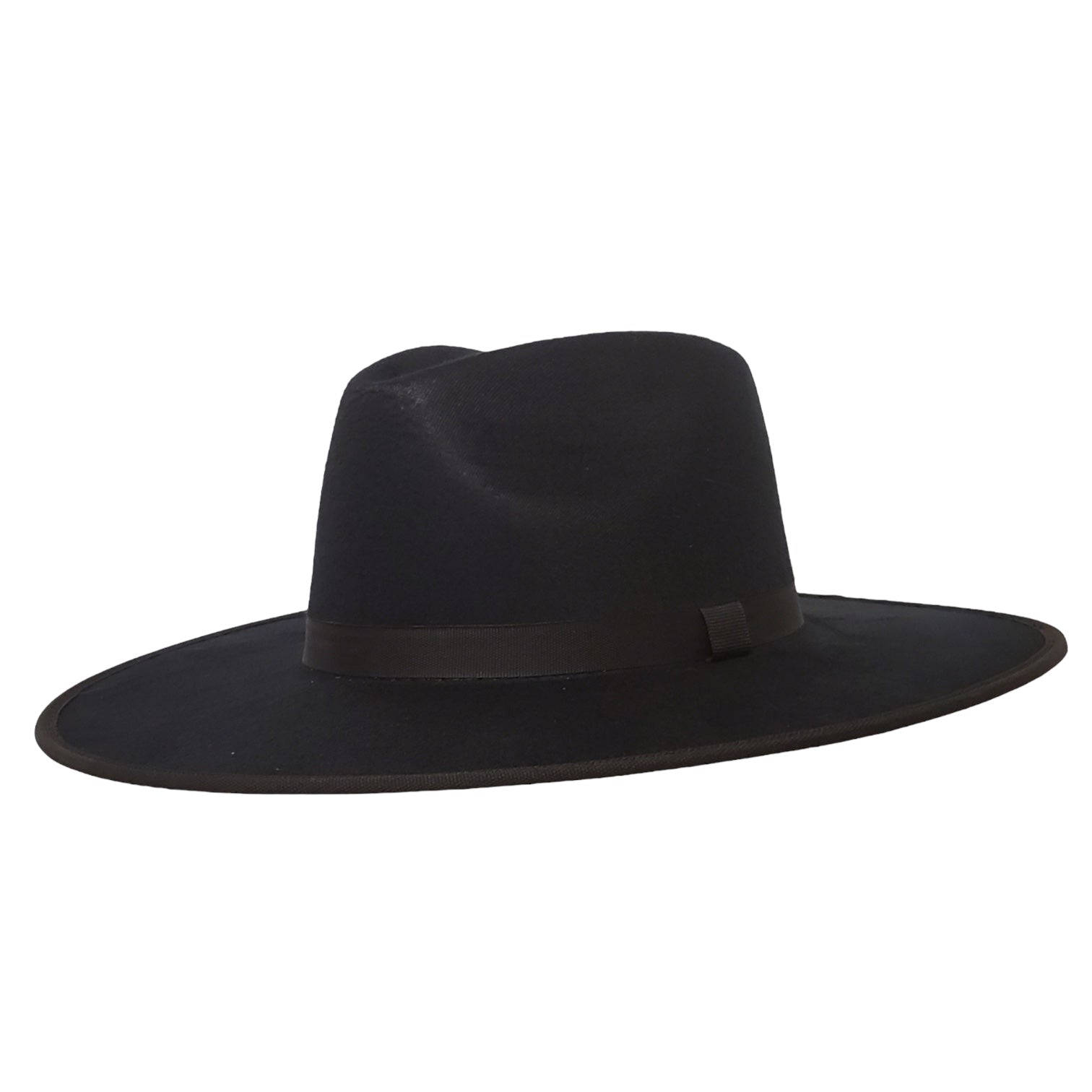 Flat Brim Black Felt Flat Cowboy Hat (Rancher Series) – Gone Country Hats