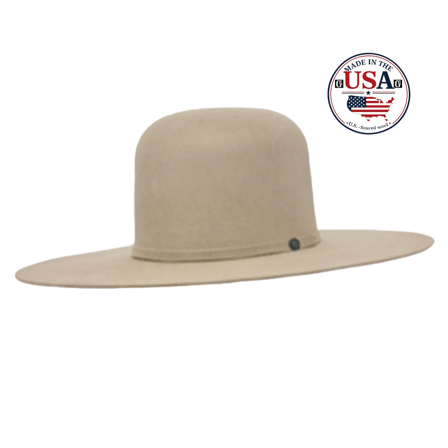 Open Crown Chestnut wool felt cowboy hat, made in USA