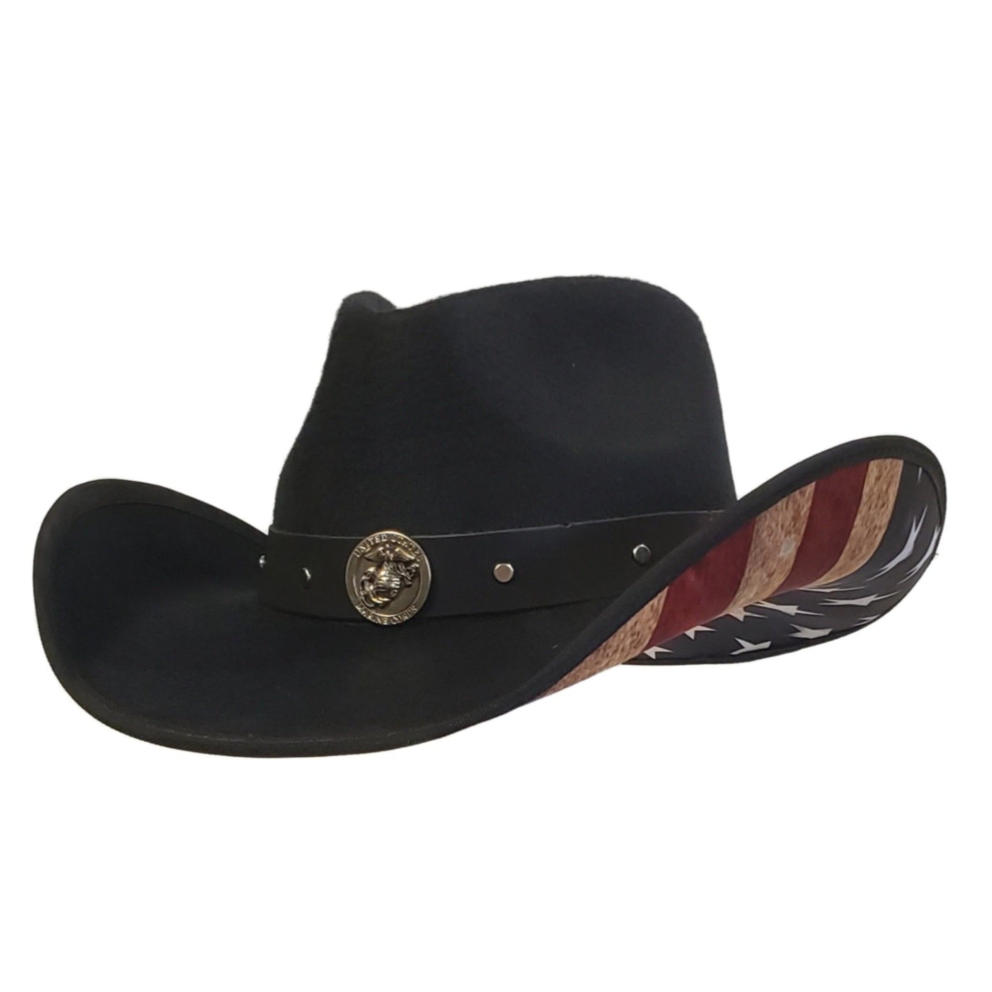 Black Cotton American Flag Bottom Hat