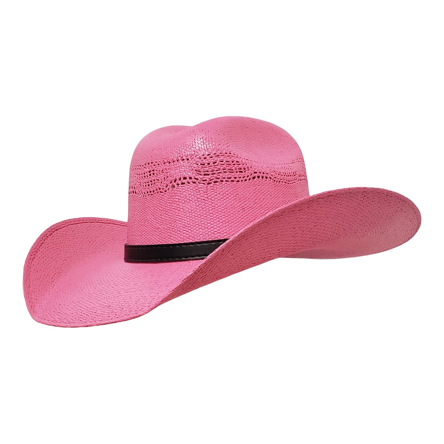 Pink straw cowgirl hat