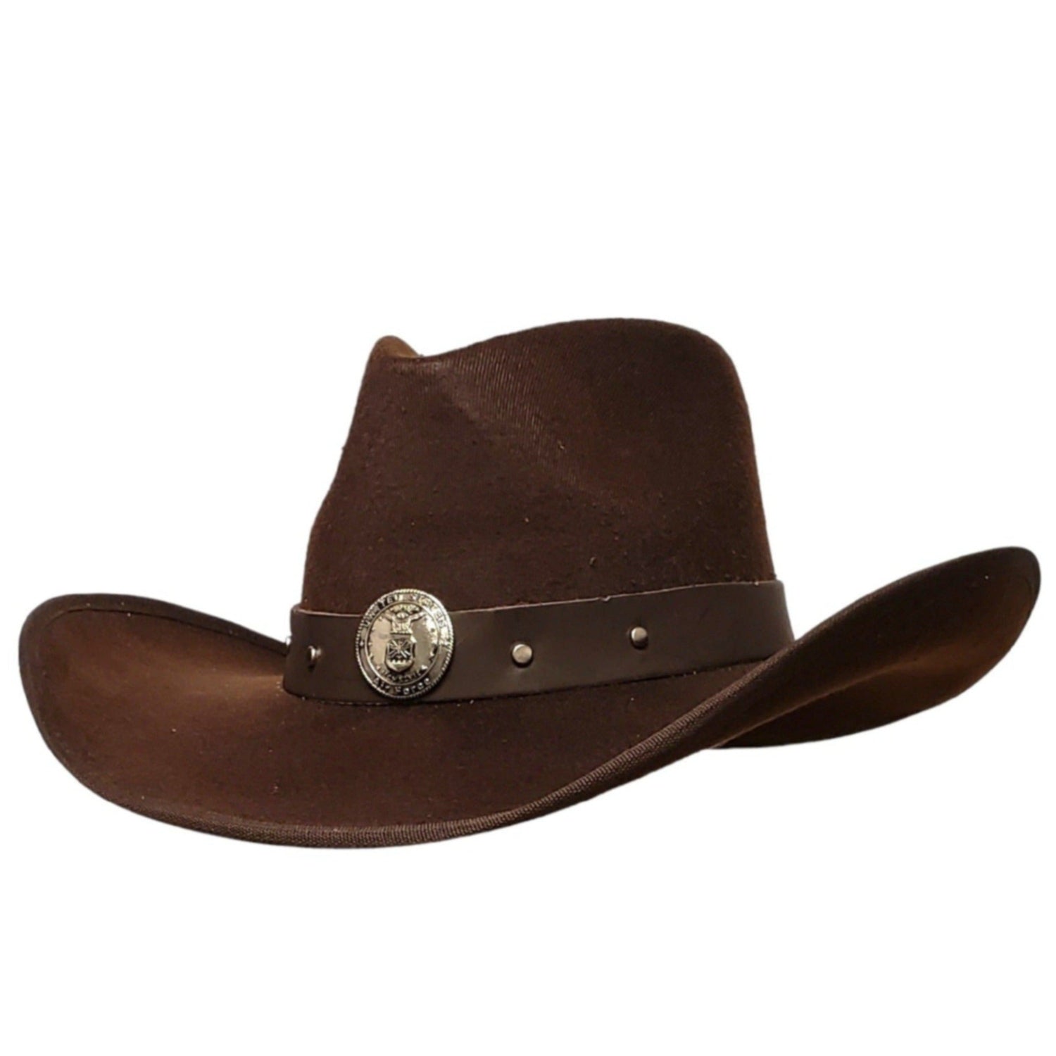Air Force Heroes brown felt cowboy hat – classic Western style, perfect for rodeo, country music lovers, and ranchers