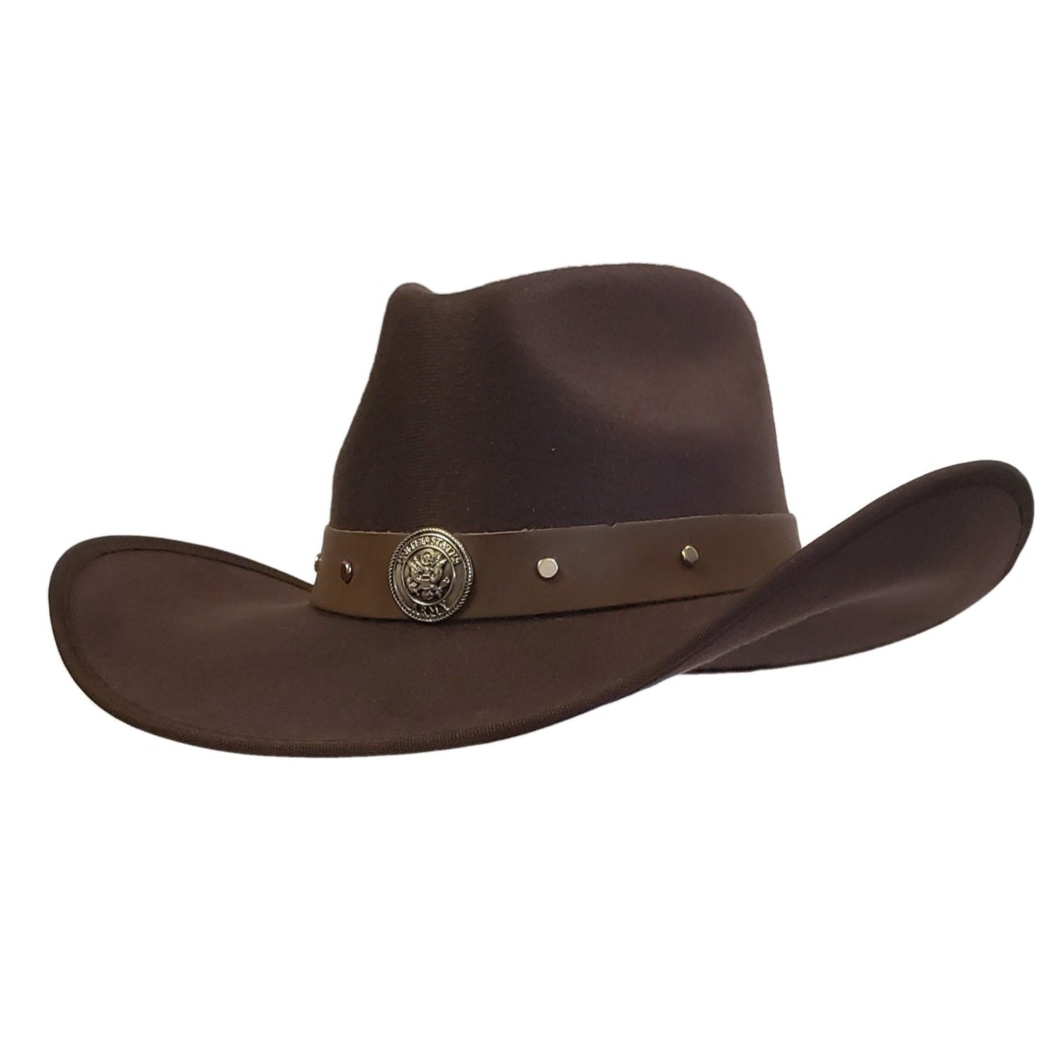 Army Heroes Renegade Series brown cotton poly felt cowboy hat with a rugged Western design and premium craftsmanship