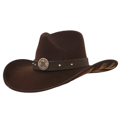 Coast Guard Heroes brown cotton poly felt hat with an American flag design and classic Western style