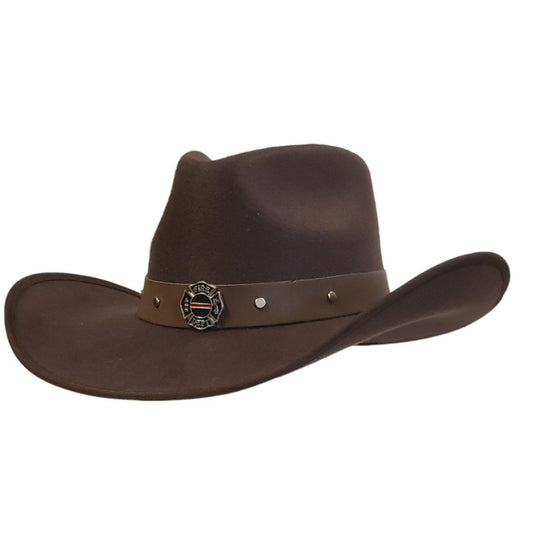 Firefighter Heroes Brown Cotton Poly Felt Cowboy Hat – Best Western Hat for Men & Women | Buy Cowboy Hat Near Me
