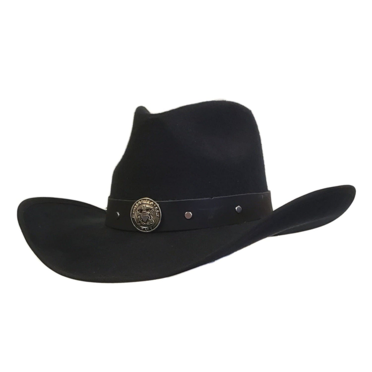 Navy Heroes Black Cotton Poly Felt Cowboy Hat – Classic Western Hat for Men & Women | Best Cowboy Hat Near Me
