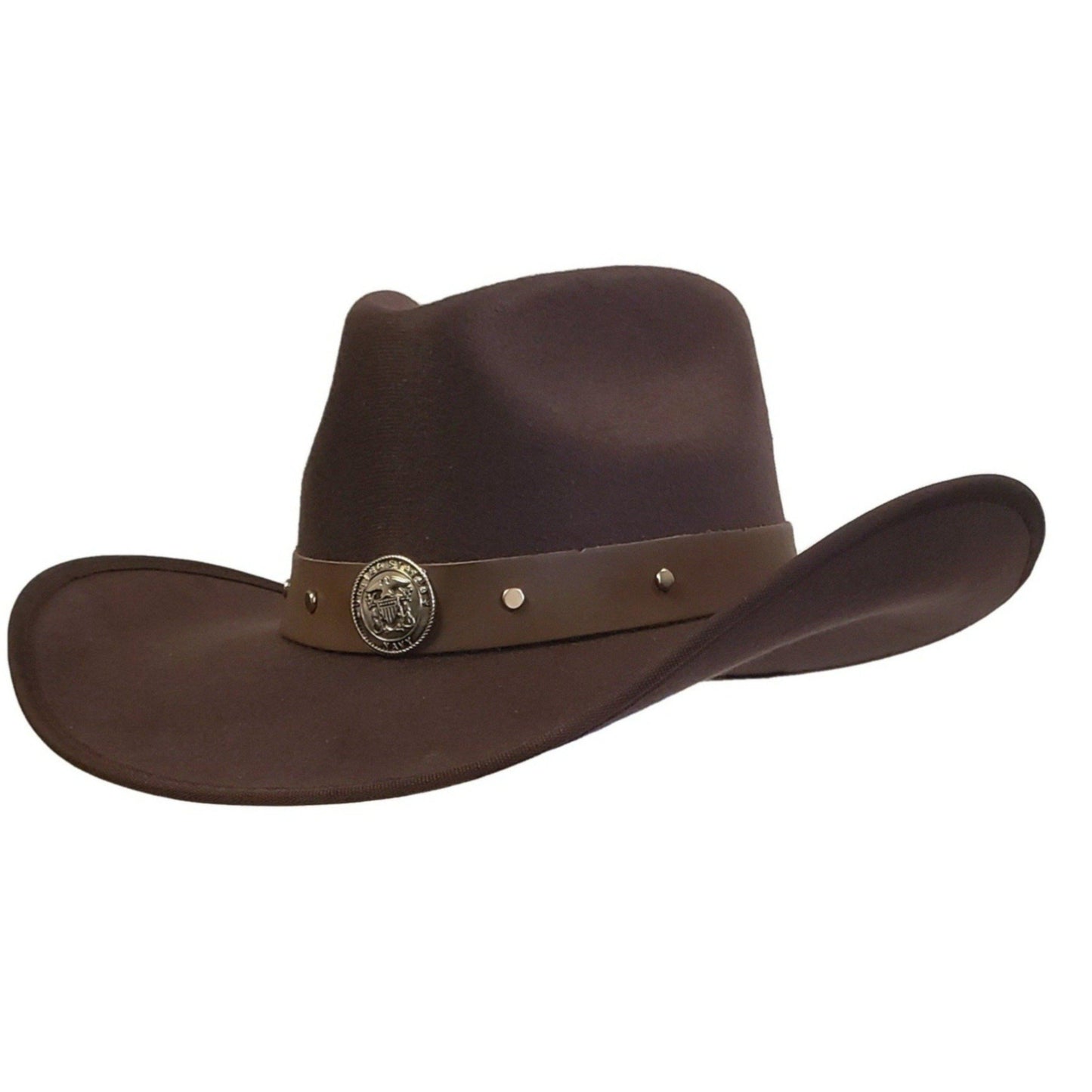 Navy Heroes Brown Cotton Poly Felt Cowboy Hat – Best Western Hat for Men & Women | Durable Rancher Hat Near Me
