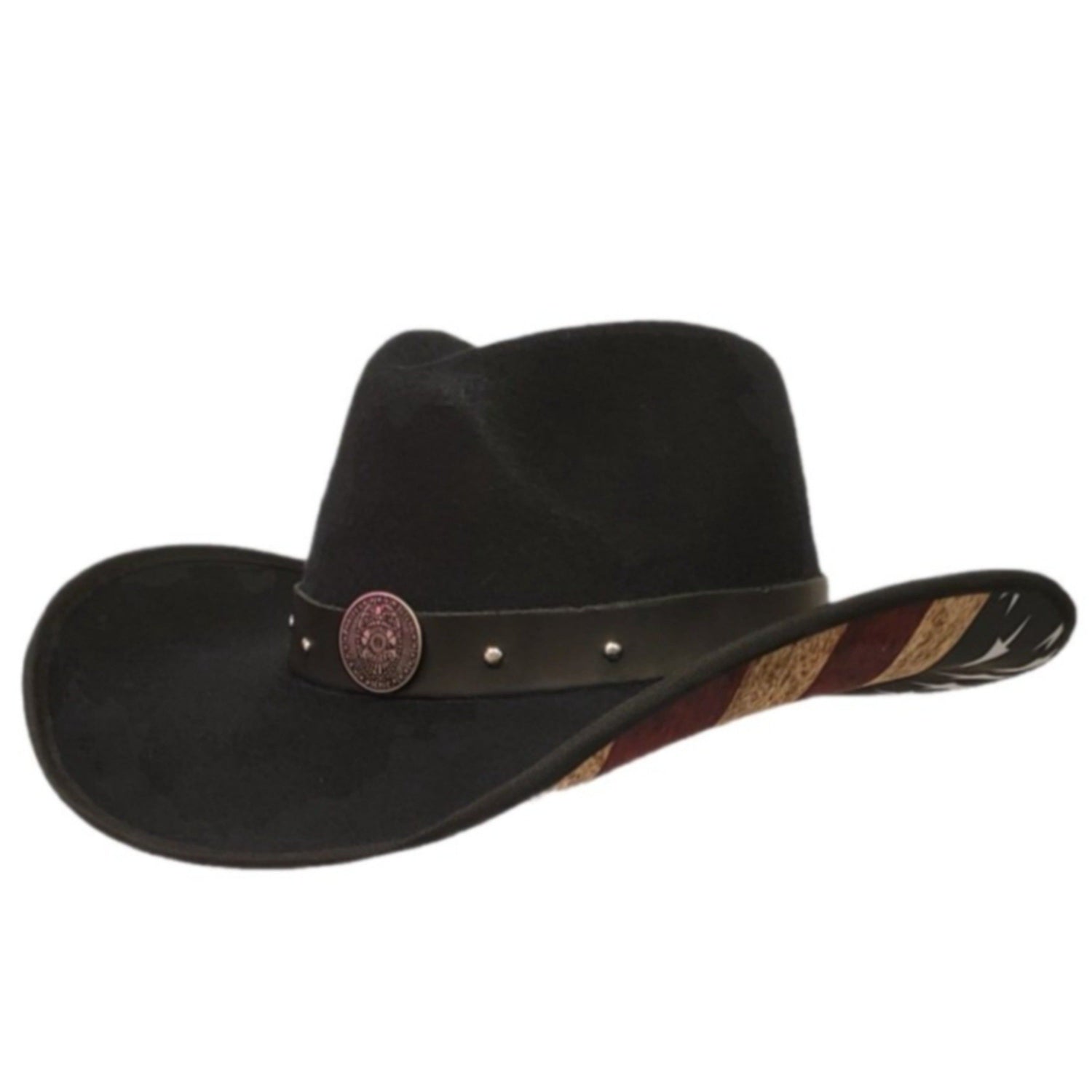 Police Heroes American Flag Black Cotton Poly Felt Cowboy Hat – Patriotic Western Hat for Law Enforcement Supporters | Best Cowboy Hat with American Flag Design