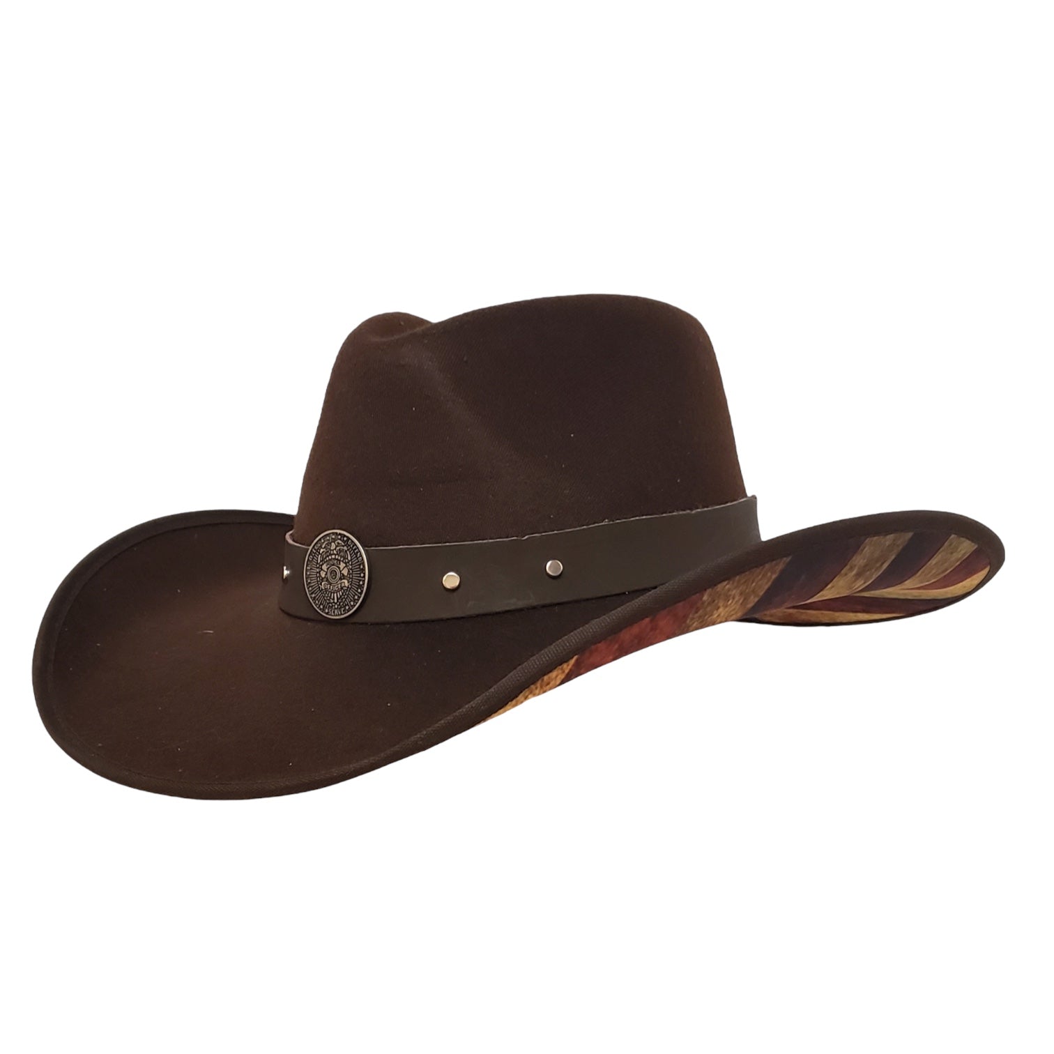 Police Heroes American Flag Brown Cotton Poly Felt Cowboy Hat – Patriotic Western Hat for Law Enforcement Supporters | Best Cowboy Hat for American Pride