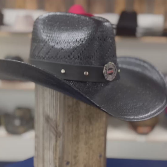 Firefighter Heroes Black Straw Hat – Best Breathable Cowboy Hat for Festivals, Ranching & Country Concerts