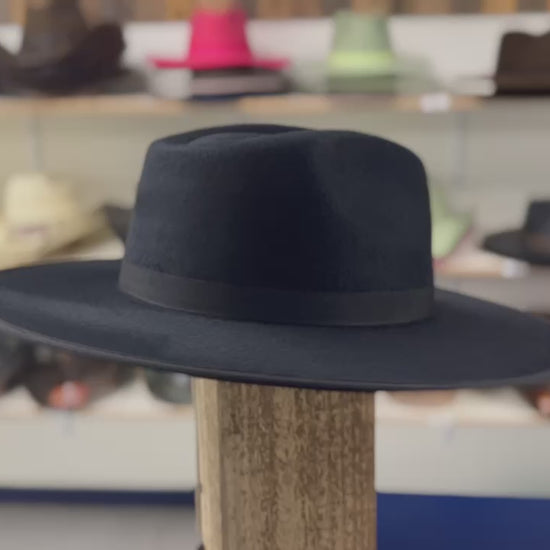 Black Flat Brim cowboy hat – Cotton Rancher Series hat, inspired by classic Western style for modern cowboys and cowgirls
