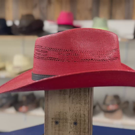 Lightweight Red Bangora Hat – Perfect Western Hat for Country Concerts & Outdoor Events