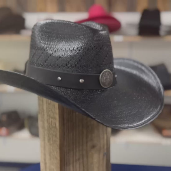 Side View of Police Heroes Black Straw Rancher Hat – Premium Cowboy Hat for Rodeos, Ranching & Outdoor Adventures