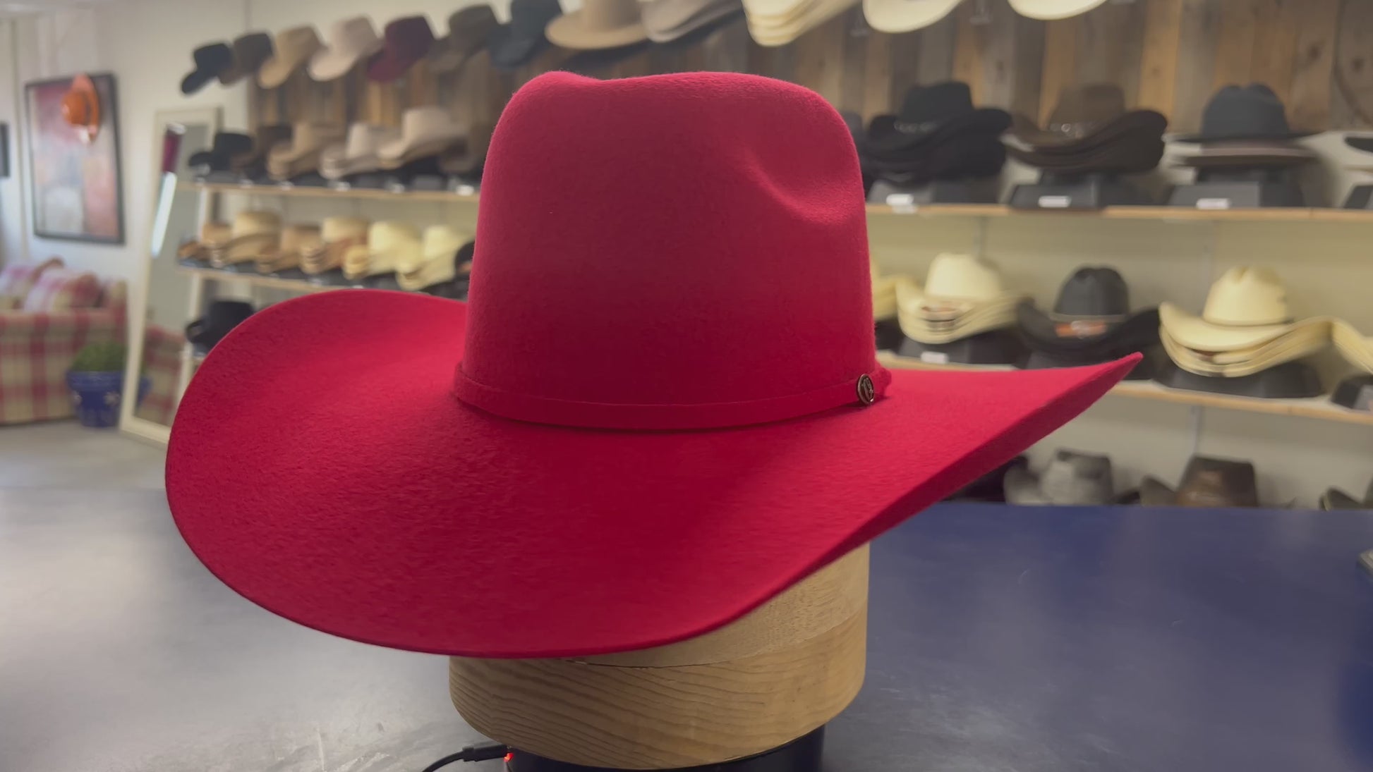 American Red Wool Cashmere Rodeo Hat – Luxury Western Hat for Outdoor Events & Fashion