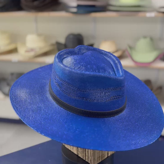 Royal Blue Cowboy Hat – Bangora Straw Western Hat for Festivals & Country Fashion