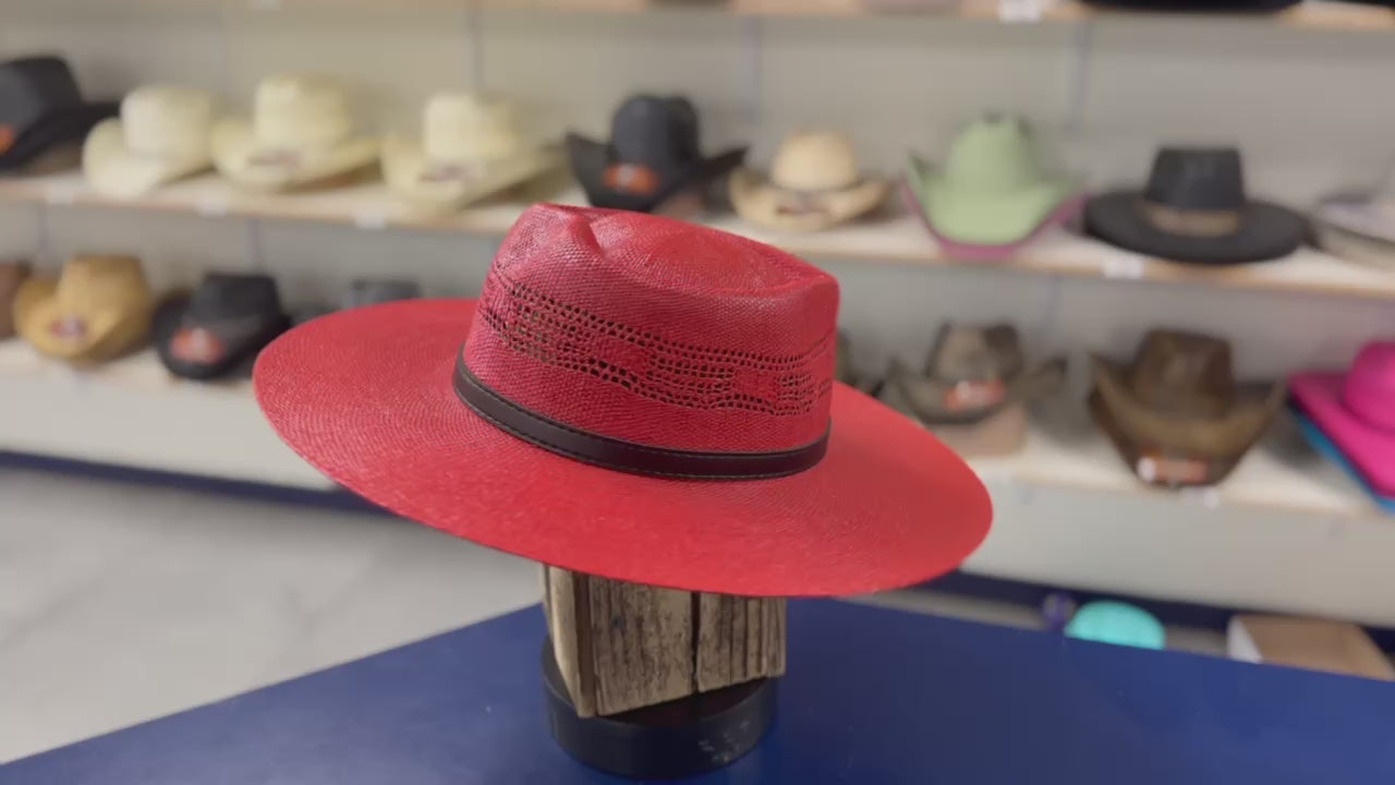 Red Straw Cowgirl Hat – Lightweight Bangora Western Hat for Outdoor & Summer