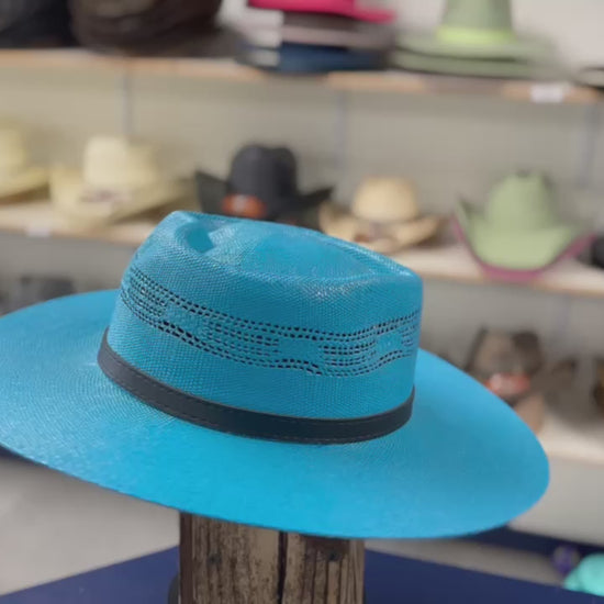 Trendy Turquoise Cowboy Hat – Bangora Straw Western Hat for Rodeo, Concerts & Fashion