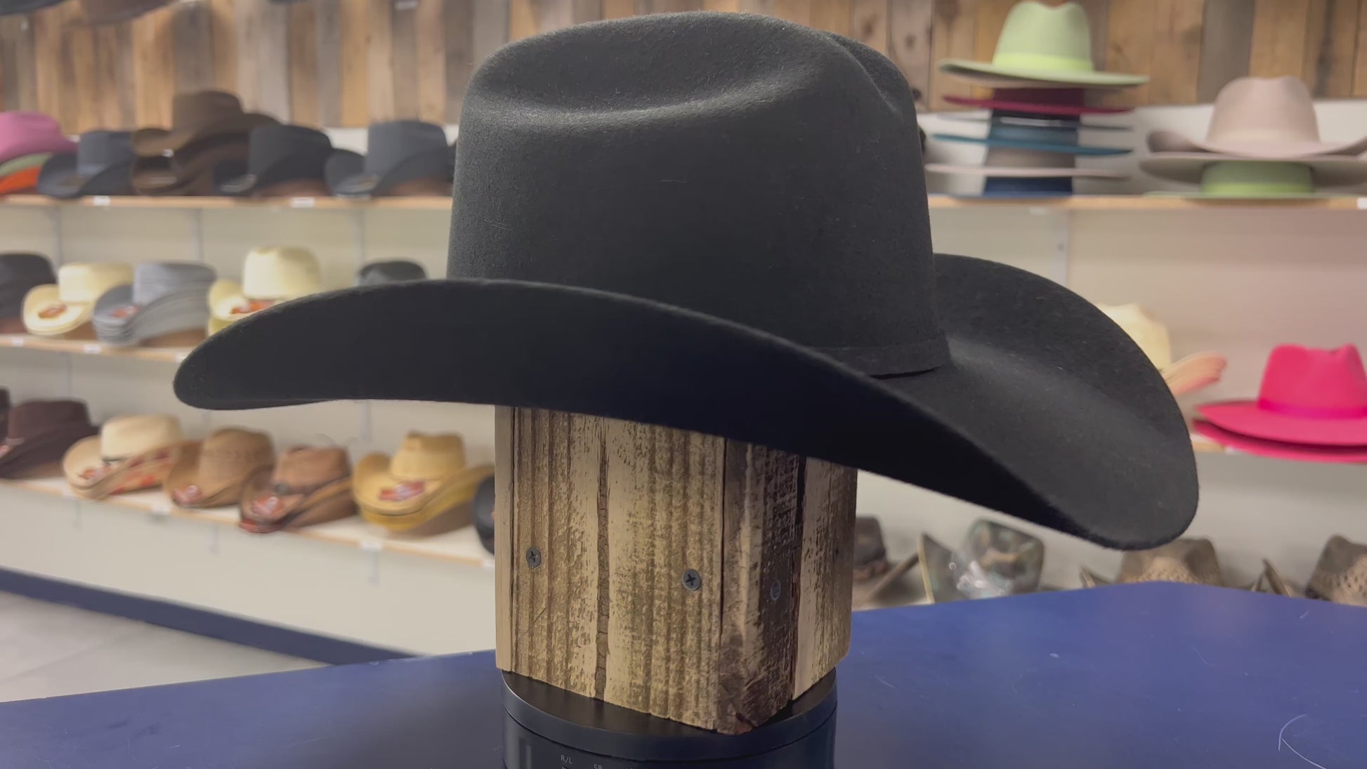Timeless Black wool cashmere Western hat, perfect for a bold cowboy look