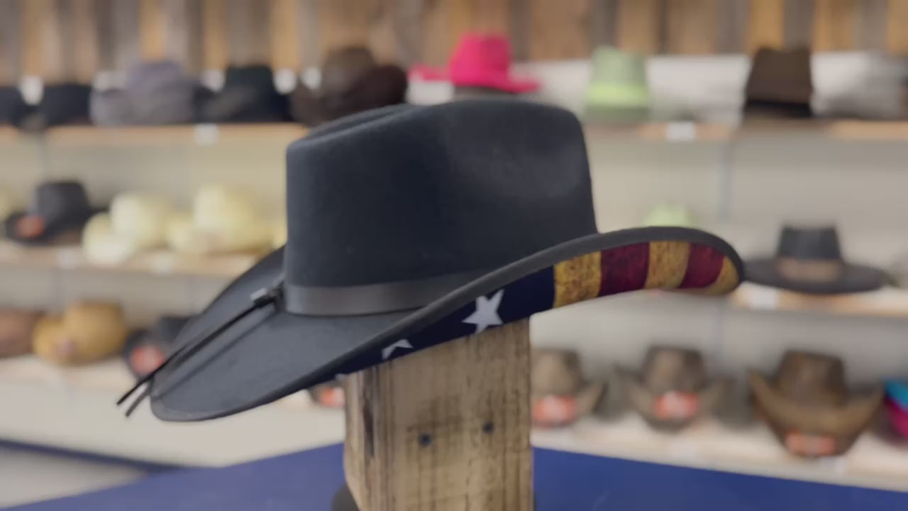 Black Cotton Felt American Flag Bottom Hat