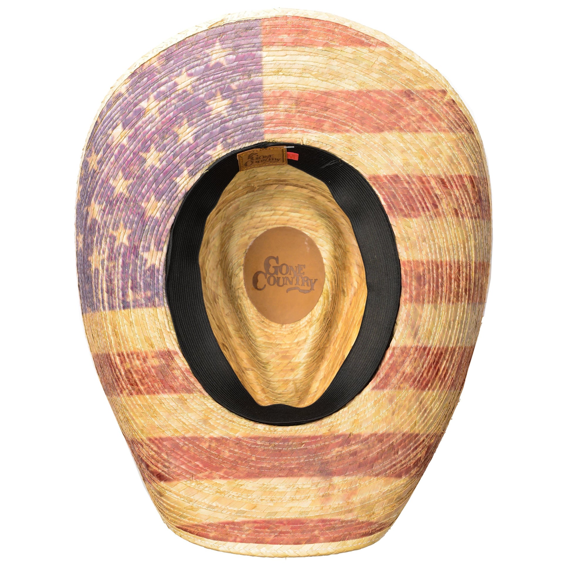 American flag printed on a palm straw hat