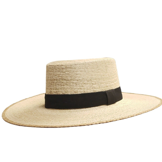 Flat brim palm leaf sun hat