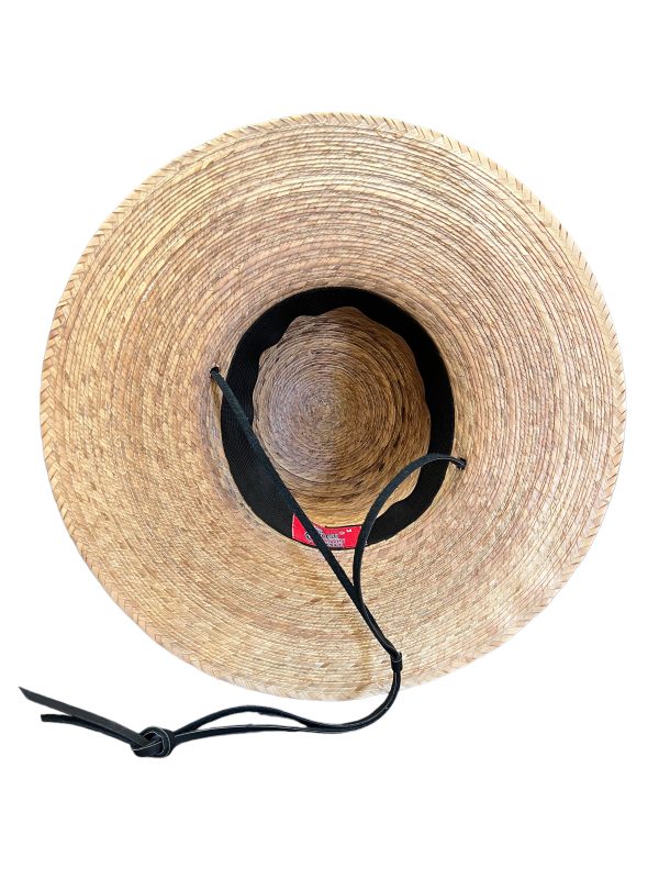 Palm straw beach hat with chin cord