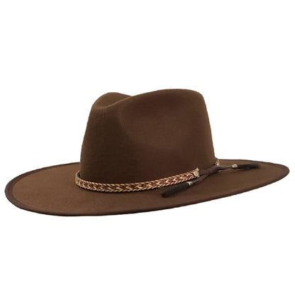 flat brim brown western hat