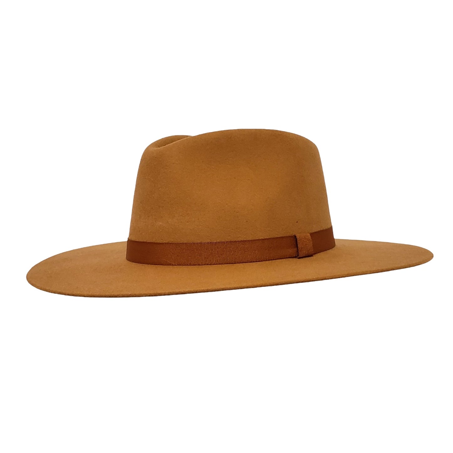 Tobacco brown cashmere/wool flat brim western  hat