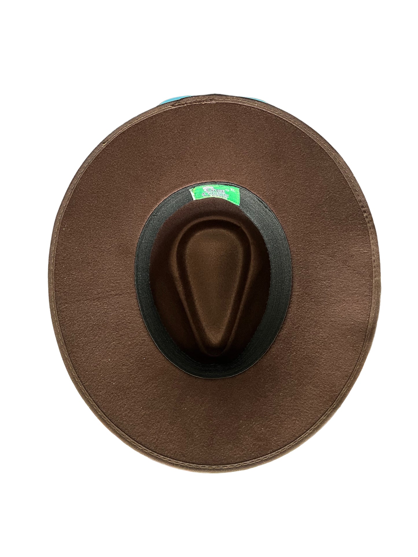 Flex sweatband in a flat brim cowboy hat