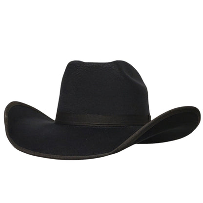 Brick crown on a black cotton felt cowboy hat. Cowboy hats near me.