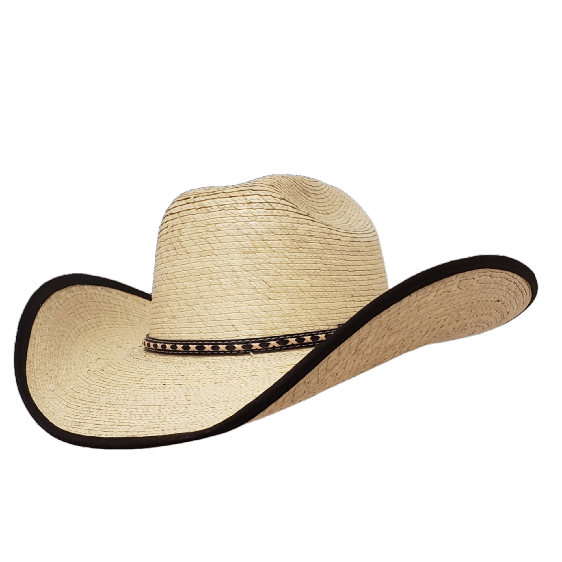 White Palm Cowboy Hat With Bound Edge