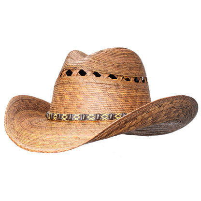 Shapeable  palm straw cowboy hat with attitude. Water resistant and durable.