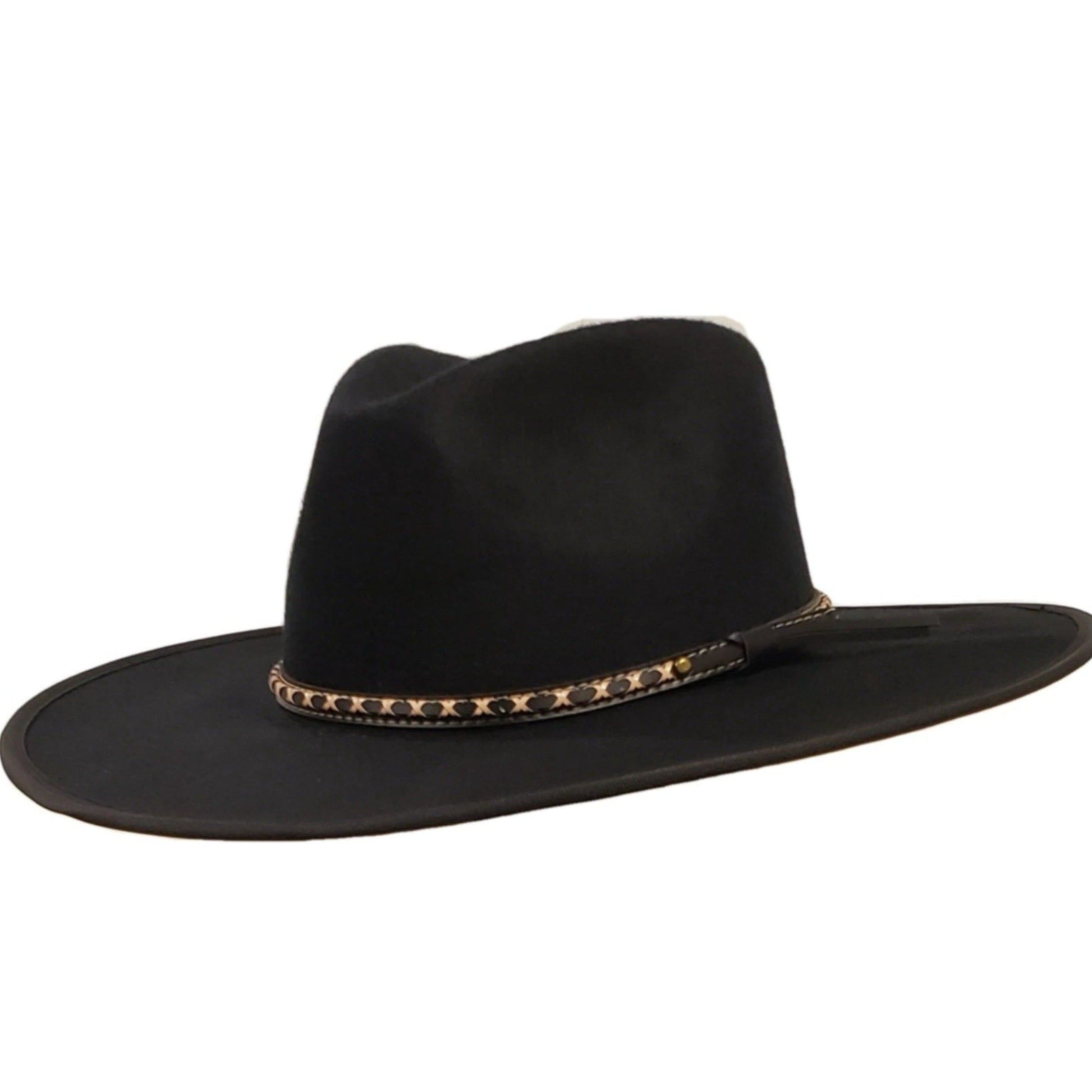Black Felt Flat Brim Cowboy Hat